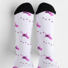 ピンクのビーグル犬のアートパピースポープ印刷の名前ホワイト ソックス
