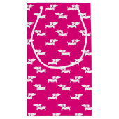 ピンクのビーグル犬ギフトバッグ ダックスフントパーティー用品 スモールペーパーバッグ (裏面)