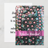 ピンクのビーズがパーソナライズされた 招待状 (正面/裏面)