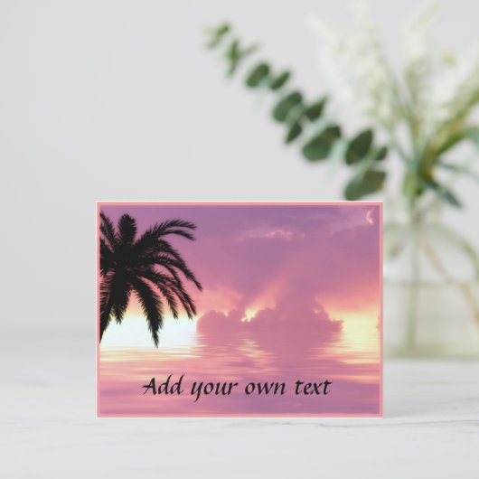 ピンクのビーチの日没 ポストカード (スタンド正面)