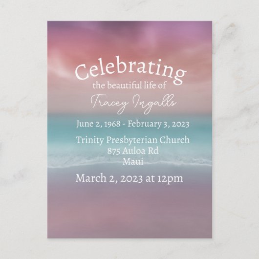 ピンクのビーチサンセットライフセレブレーションポストカード ポストカード (正面)