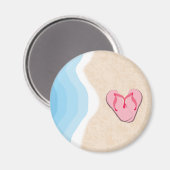 ピンクのビーチサンダルがビーチマグネット マグネット (正面/裏面)