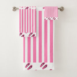 ピンクのビーチサンダル 子供用 白 バスタオルセット