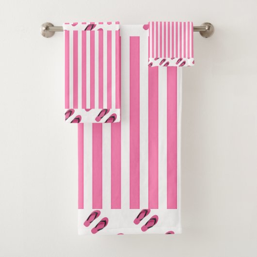 ピンクのビーチサンダル 子供用 白 バスタオルセット (インサイチュ)