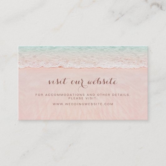 ピンクのビーチハートを砂のウェブサイトに挿入カード プレイスカード (正面)