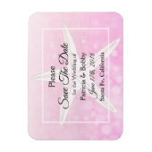 ピンクのビーチヒトデの結婚式は日付磁石を保存 マグネット (縦)