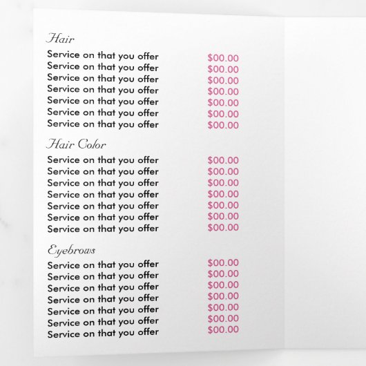 ピンクのビーチヒトデ、美しいサロントリフォールドフライヤー 三つ折り招待状 (内部最初)