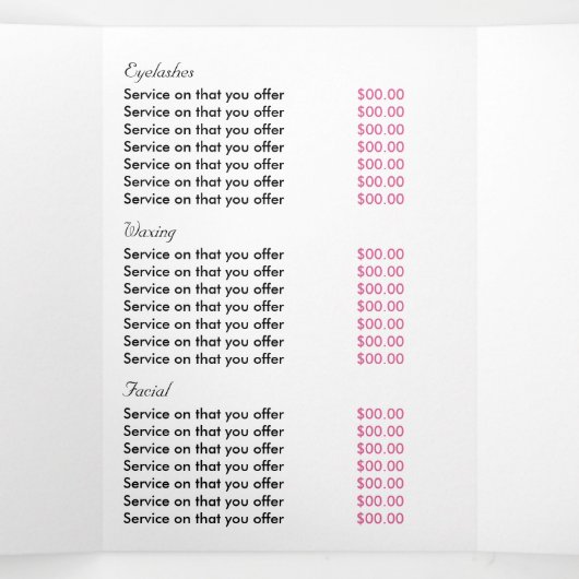 ピンクのビーチヒトデ、美しいサロントリフォールドフライヤー 三つ折り招待状 (内部中)