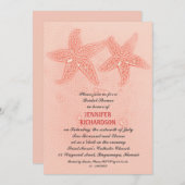 ピンクのビーチブライダルシャワー招待状 招待状 (正面/裏面)