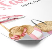 ピンクのビーチ夏の赤ちゃんシャワーの好意 ポスター (角)