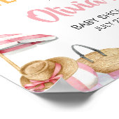 ピンクのビーチ夏の赤ちゃんシャワーへようこそ ポスター (角)