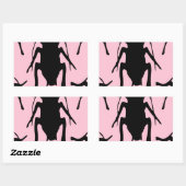 ピンクのビーチ 長方形シール (シート)