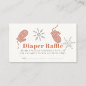 ピンクのビーニー ボーイ ベイビー シャワー おむつラッフルチケット エンクロージャーカード (正面)