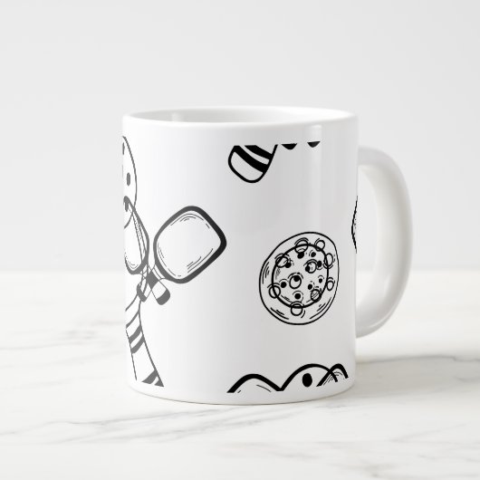 ピンクのピクレボールプレイヤーへの贈り物 ジャンボコーヒーマグカップ (正面右)