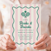 ピンクのピックボールのディンクとドリンクの誕生日パーティー 招待状