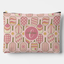 ピンクのピックボールのパドルとモノグラム アクセサリーポーチ