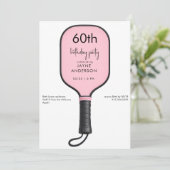 ピンクのピックルボール60歳の誕生日パーティー 招待状 (スタンド正面)