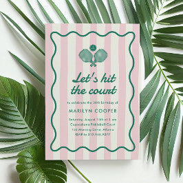 ピンクのピックルボール レトロ エレガント バースデーパーティー 招待状