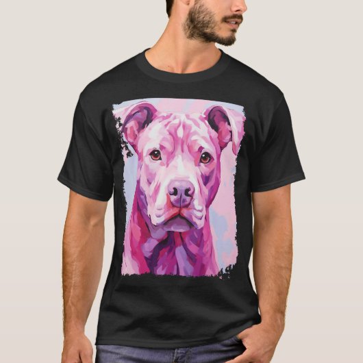 ピンクのピットブル犬 Tシャツ (正面)