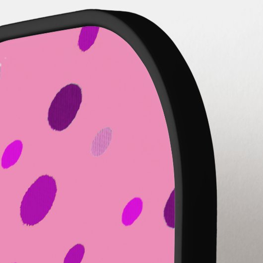 ピンクのピンクの水玉模様がパドルピンクのピンクレボールパドル ピックルボールラケット (左詳細)