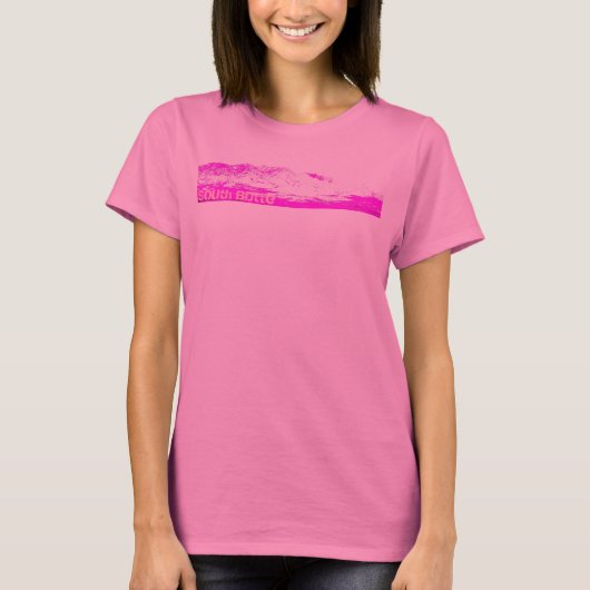 ピンクのピンクの長袖の南ビュートのピンク Tシャツ (正面)