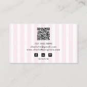 ピンクのピンストライプのリボンドードルジュエリー設計者 名刺 (裏面)