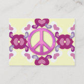 ピンクのピースサインおよびハートの名刺 名刺 (裏面)