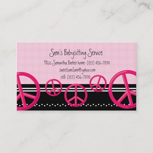 ピンクのピースサインのベビーシッターまたはお母さんのテレホンカード コーリングカード (正面)