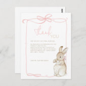 ピンクのピーターうさぎのビアトリックス 女の子のベビーシャワー ポストカード (正面/裏面)