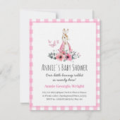 ピンクのピーターラビットの招待状 ベビーシャワー 可愛い 招待状 (正面)