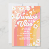ピンクのピーチで感じるTWELVE is a Vibeな12歳の誕生日 招待状 (正面)