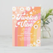 ピンクのピーチで感じるTWELVE is a Vibeな12歳の誕生日 招待状 (スタンド正面)