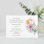 ピンクのピーチイエロー開花は日付カードを保存 セーブザデート (スタンド正面)