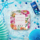 ピンクのピーチオレンジの牡丹エレガントブライダルシャワー ペーパープレート (パーティー)