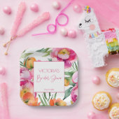 ピンクのピーチオレンジの牡丹エレガントブライダルシャワー ペーパープレート (パーティー)