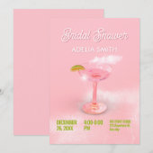 ピンクのピーチカクテルマルガリータ  ブライダルシャワー 招待状 (正面/裏面)
