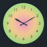 ピンクのピーチグリーングラデーシグラデーションョン ラージ壁時計<br><div class="desc">美しいデジタル水色ピンク桃の緑のグラデーショングラデーションデザイン。グラデーション夏の贈り物。</div>