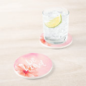 ピンクのピーチハイビスカスフラワービー コースター (側面)