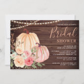 ピンクのピーチパンプキンの花の農村の木の結婚前のお祝い 招待状 (正面)