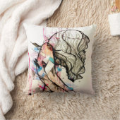 ピンクのファッションのイラストレーションのガーリーで感情的な芸術 クッション (ブランケット)