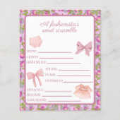 ピンクのファッションガール誕生日単語スクランブル活動 (正面)