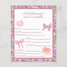 ピンクのファッションガール誕生日単語スクランブル活動