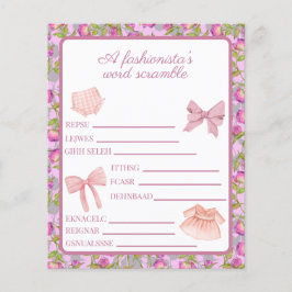 ピンクのファッションガール誕生日単語スクランブル活動