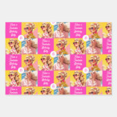 ピンクのファッションパーソナライズ文字ガールズ誕生日 ラッピングペーパーシート (正面3)