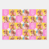 ピンクのファッションパーソナライズ文字ガールズ誕生日 ラッピングペーパーシート (正面2)