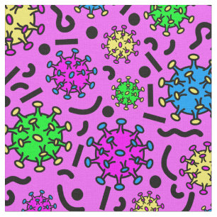 ピンクのファブリック上の80sウイルス ファブリック