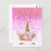 ピンクのファンタジーおよび金星のユニコーン ポストカード (正面/裏面)