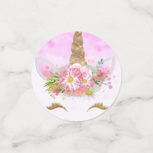 ピンクのファンタジーとゴールデンスターズユニコーン コンフェッティ (スモール正面)