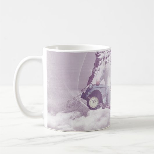 ピンクのファンタジー飛んでいる馬車バタフライフェアリーウィング コーヒーマグカップ (左)