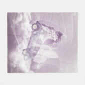 ピンクのファンタジー飛んでいる馬車バタフライフェアリーウィング フリースブランケット (正面(横))